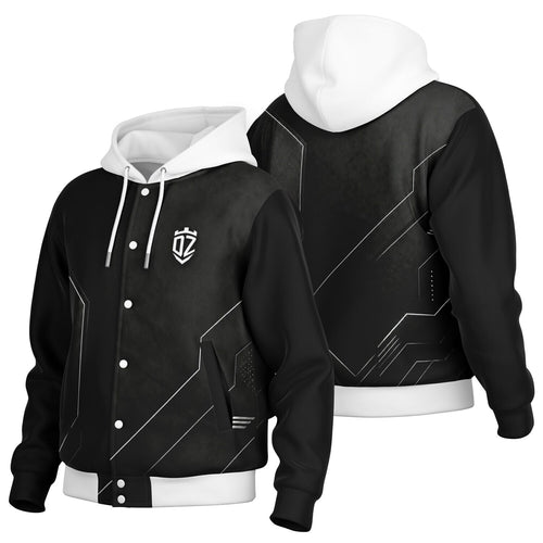 Veste bomber à capuche logo DZ Collection, vues de face et de dos