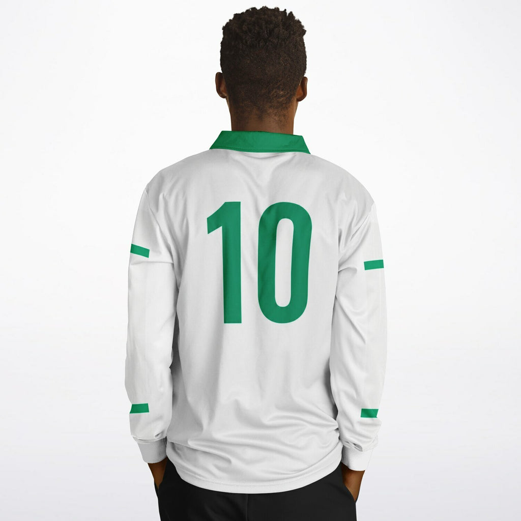 Maillot Rétro 84 DZ Collection, détail vert et blanc