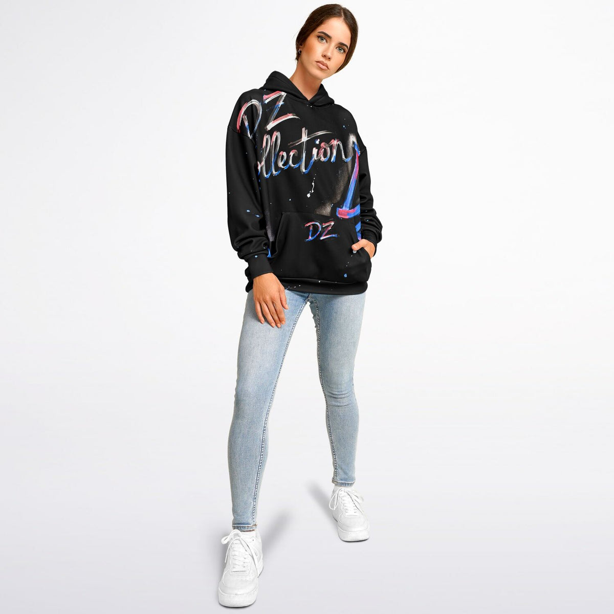 Hoodie oversize lourd DZ Collection, détail des coutures