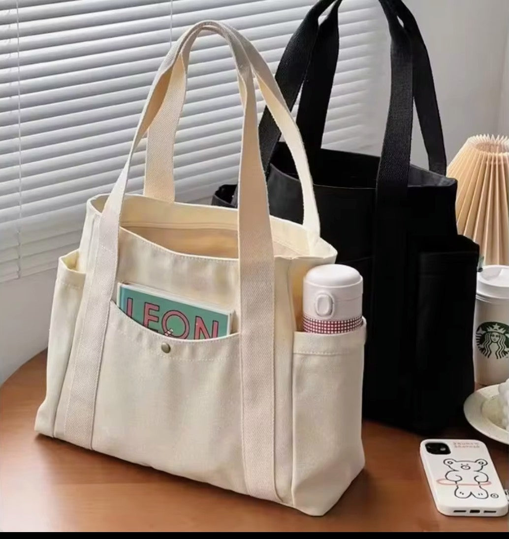 Tote Bag Canvas Femme Grande Capacité – Style Universitaire