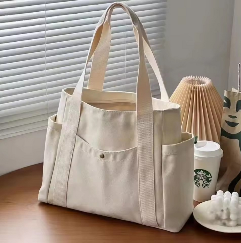 Tote Bag Canvas Femme Grande Capacité – Style Universitaire