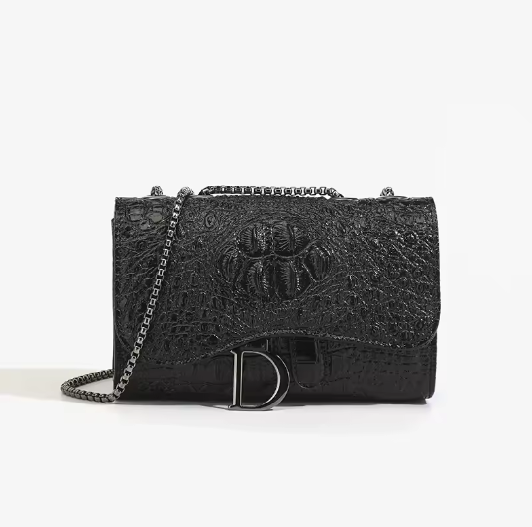 Sac Bandoulière Chaîne Femme – Motif Crocodile Luxe