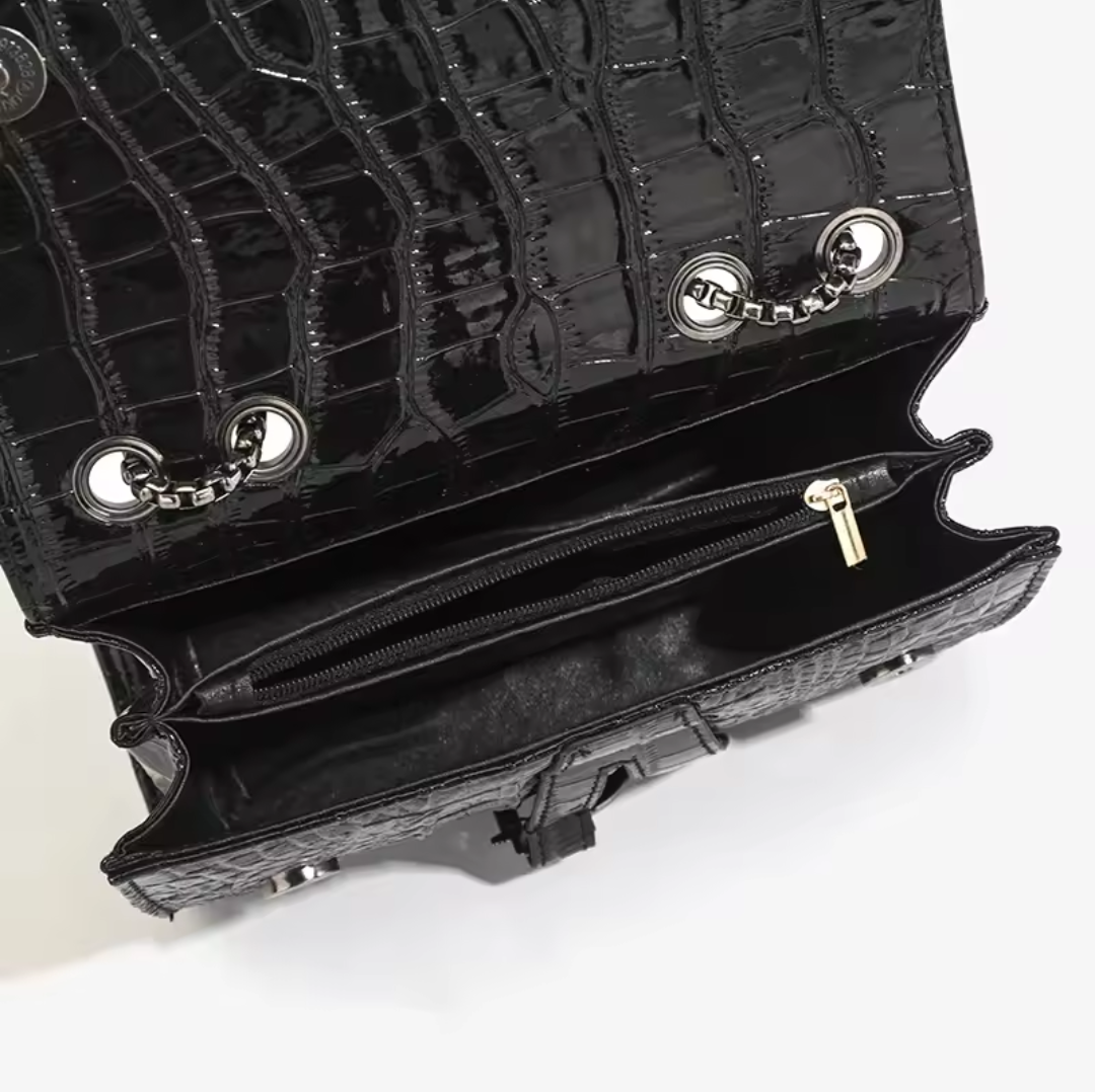 Sac Bandoulière Chaîne Femme – Motif Crocodile Luxe