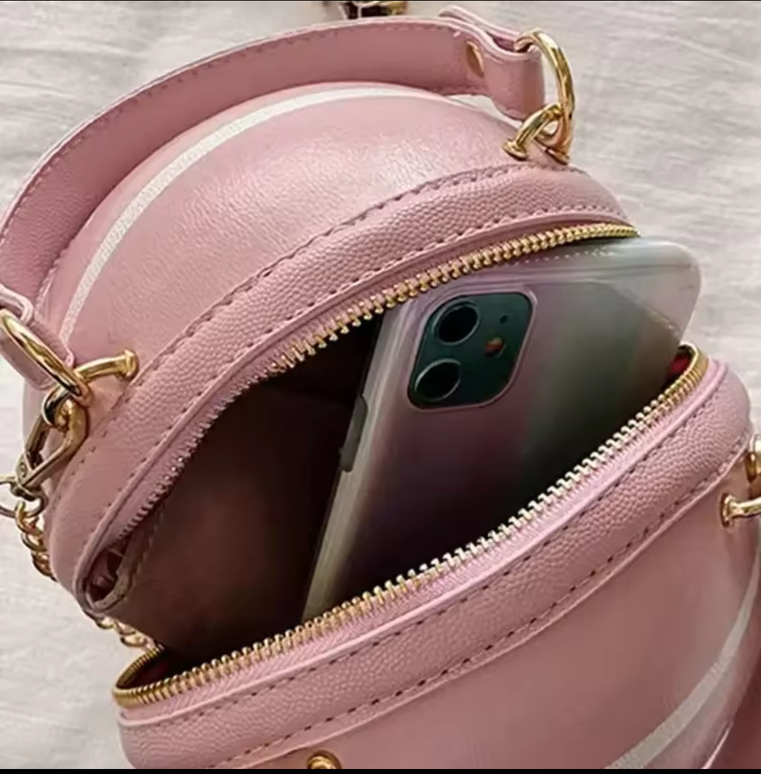 Mini Sac Rond Basketball Femme – Bandoulière Chaîne Dorée