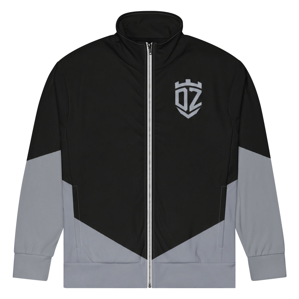 Veste de survêtement zippée imprimée unisexe, portée de face