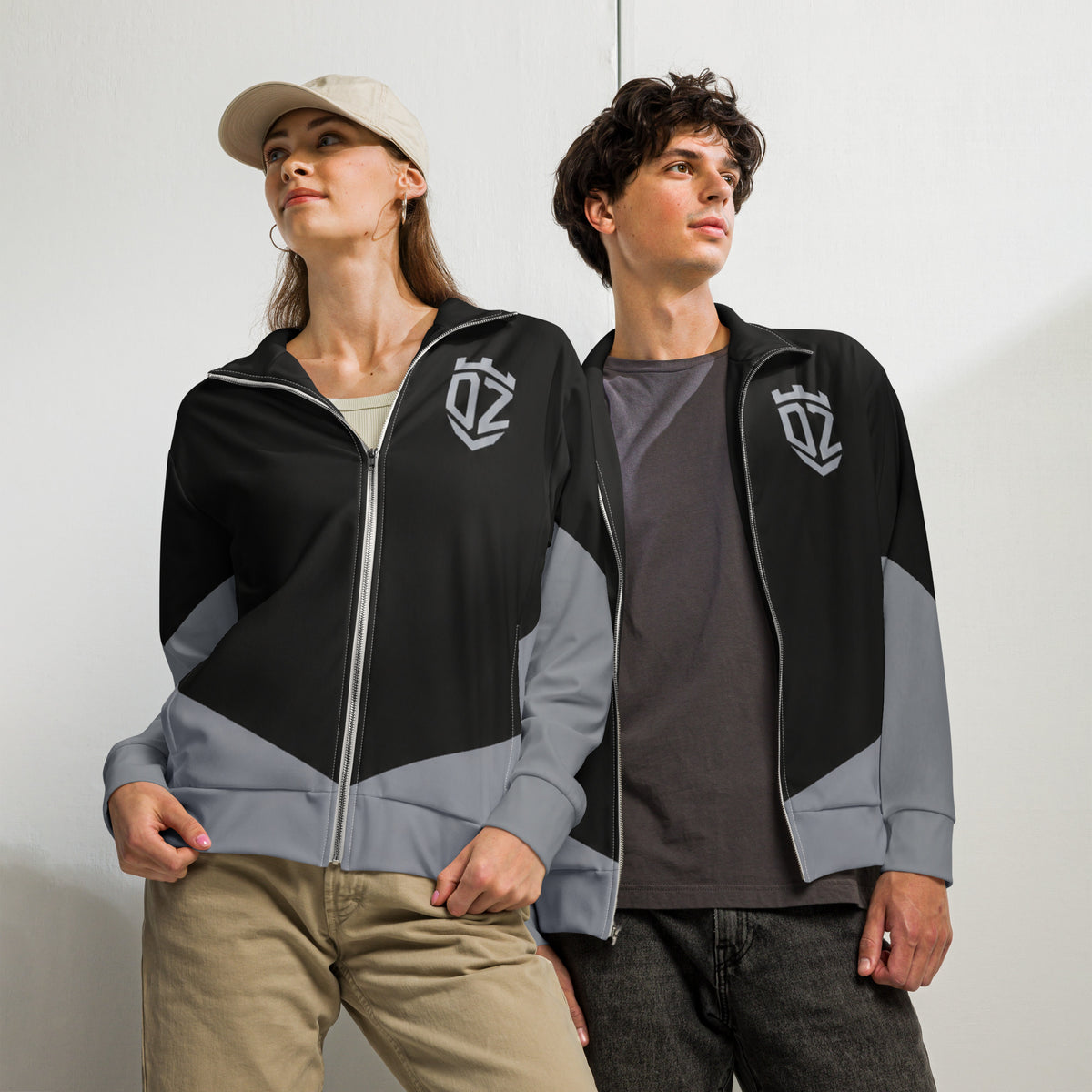 Track jacket recyclée imprimé intégral, vue avant détaillée