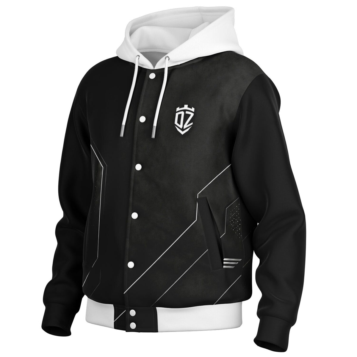 Veste bomber heavyweight logo DZ Collection, vue de trois-quarts avant