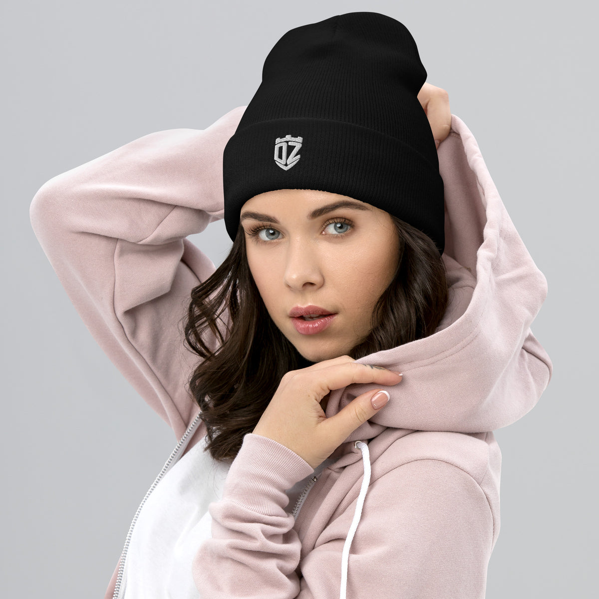 Bonnet à revers noir DZ Collection avec logo DZ brodé