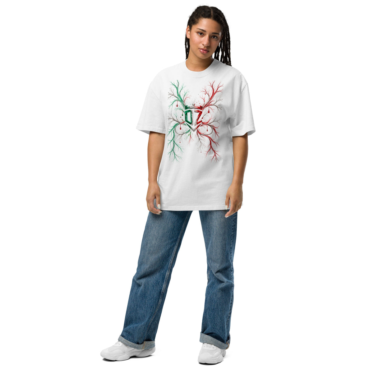 T-shirt oversize délavé blanc DZ Collection, coloris 2