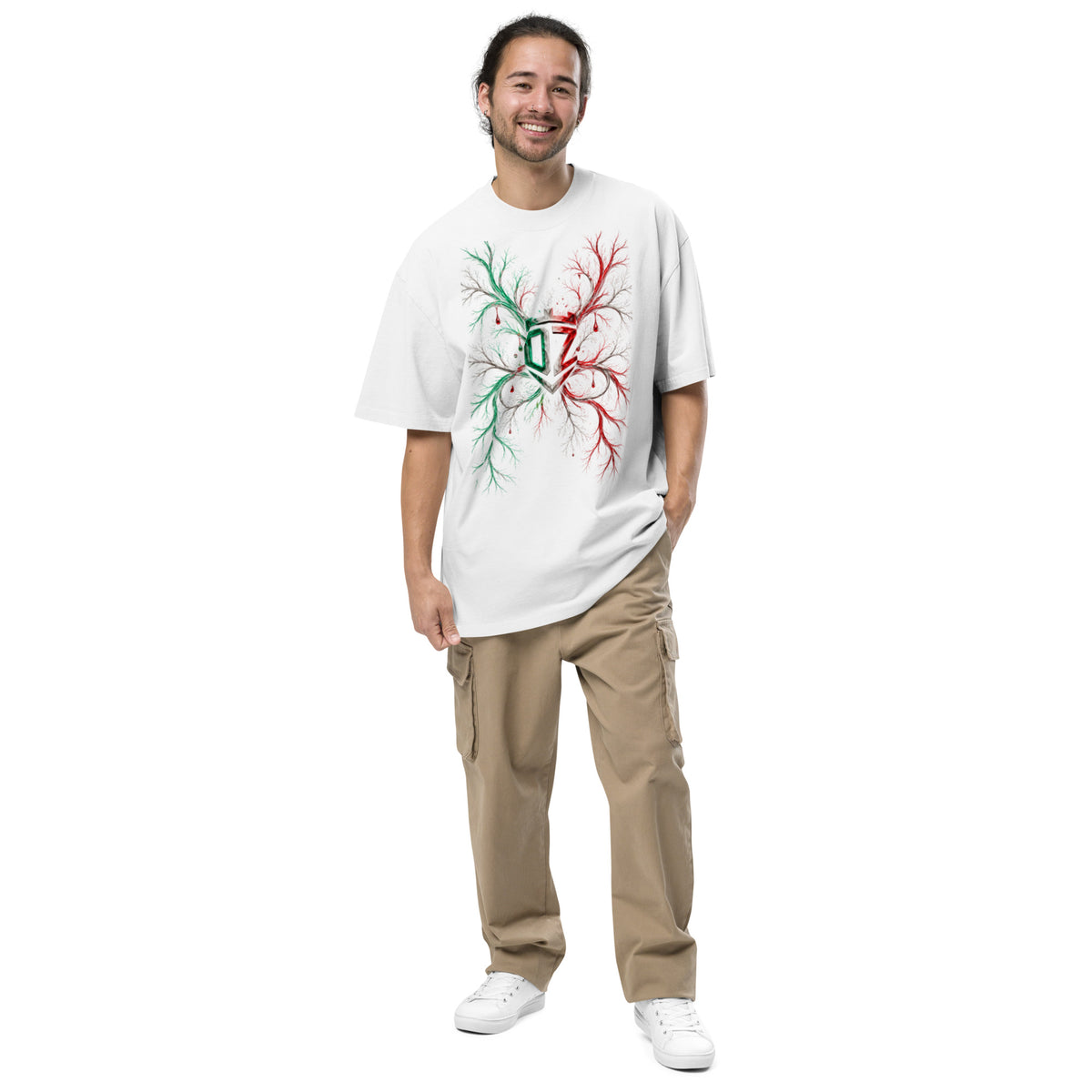 T-shirt oversize délavé blanc DZ Collection, épaules tombantes