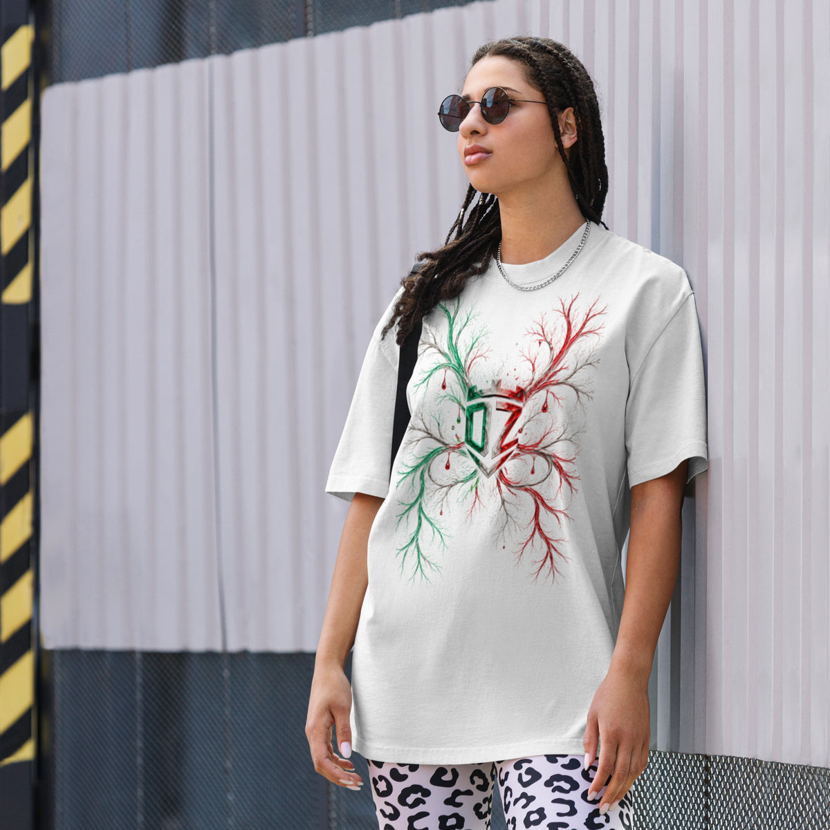 T-shirt oversize délavé blanc DZ Collection, vue de face