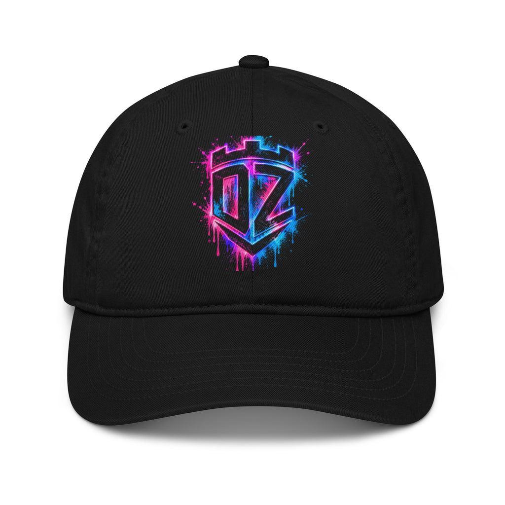 Casquette brodée noire DZ Collection, dad hat en coton bio, vue de face