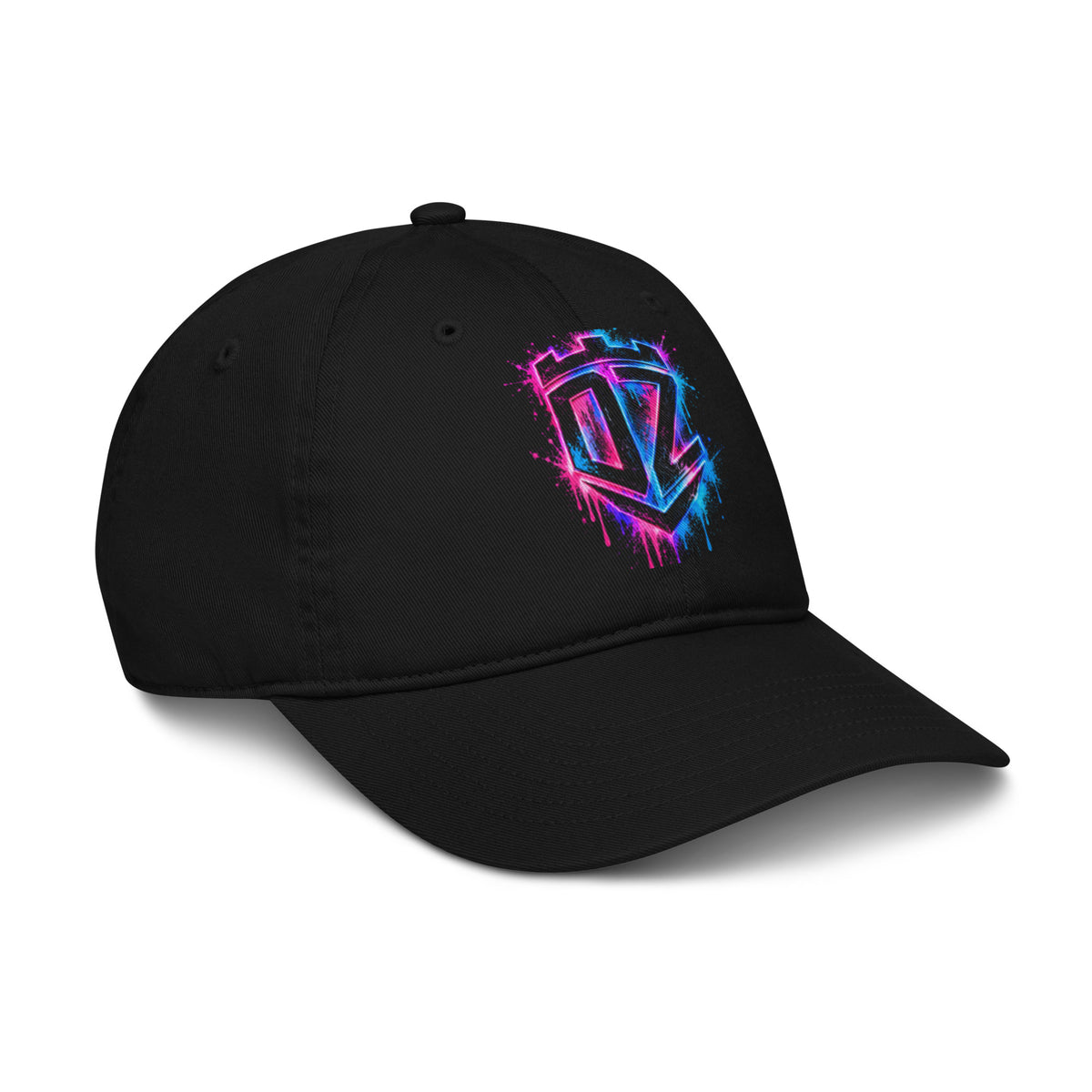 Casquette brodée noire DZ Collection, vue de trois-quarts