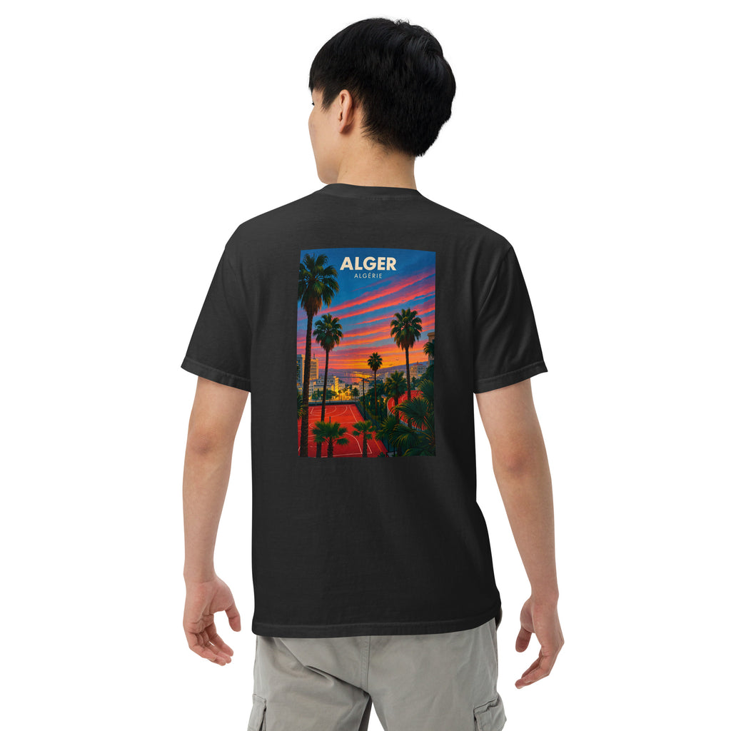 T-shirt noir coton lourd Stade Ouaguenouni Alger – dos