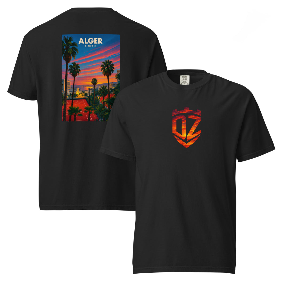T-shirt noir Stade Ouaguenouni Alger – devant et dos