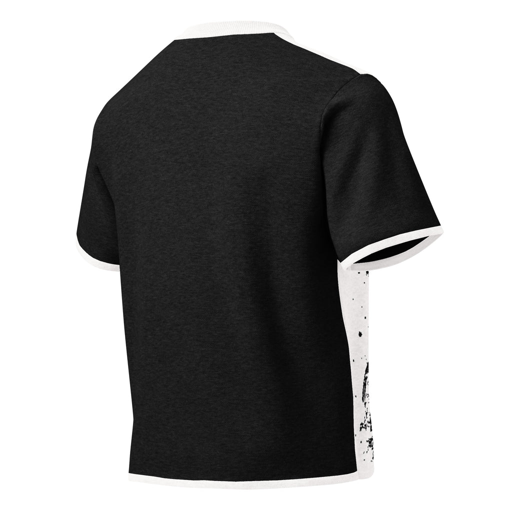 T-shirt en maille jacquard DZ Collection porté – vue de trois quarts dos droite