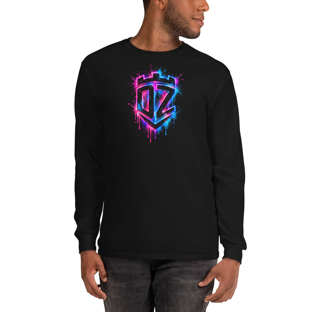 T-shirt manches longues noir 100 % coton DZ Collection, vue de face