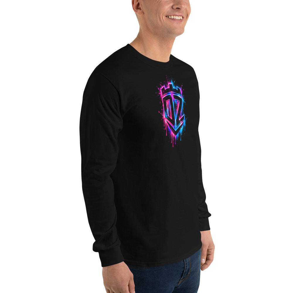 T-shirt manches longues noir DZ Collection, vue de trois-quarts droite