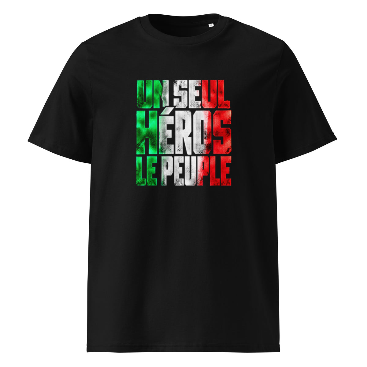 T-shirt noir 1er Novembre 1954 « Un seul héros, le peuple » DZ Collection – vue de face