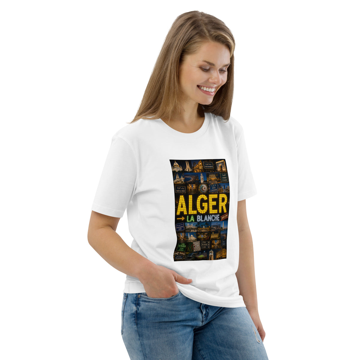 T-shirt Alger la Blanche porté, streetwear algérien