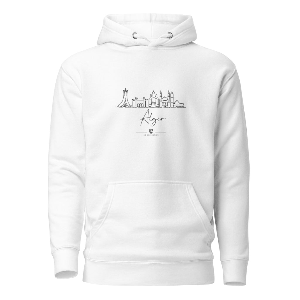 Détail de la capuche trois panneaux du sweat DZ Collection