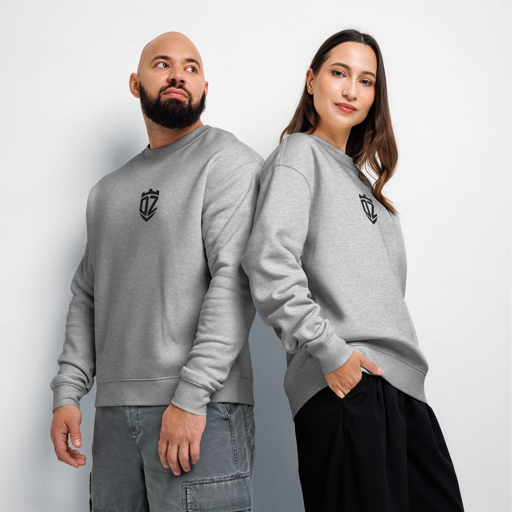 Sweat homme gris chiné DZ Collection, col rond côtelé