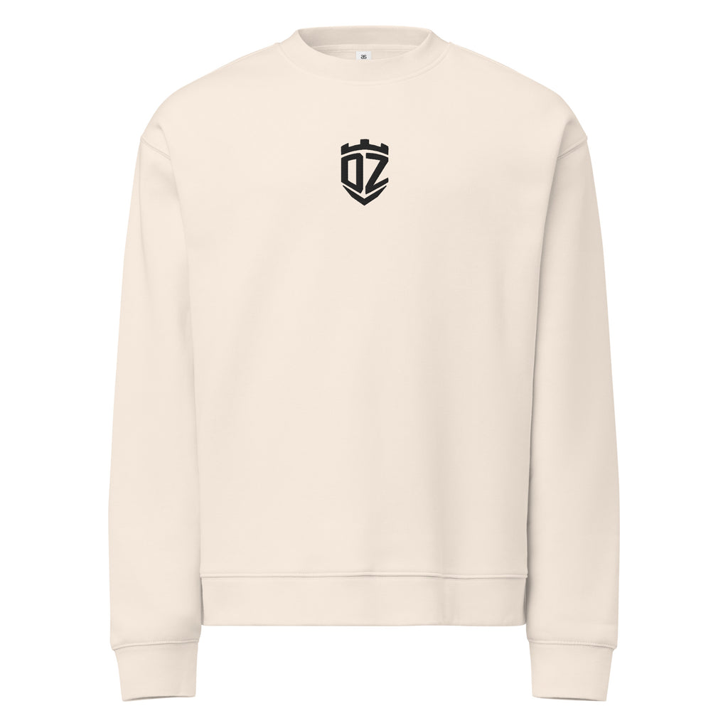Sweat col rond écru DZ Collection, coupe relax unisexe, vue de face