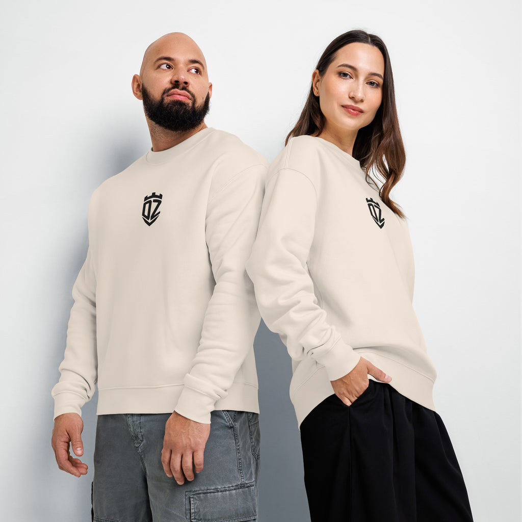 Sweat femme écru DZ Collection, col rond côtelé